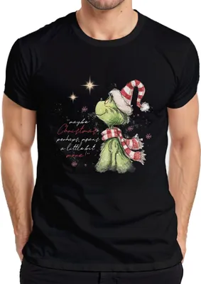 Zdjęcie produktu dla Grinch maybe Christmas means more prezent świąteczny śmieszna koszulka męska, czarny, M