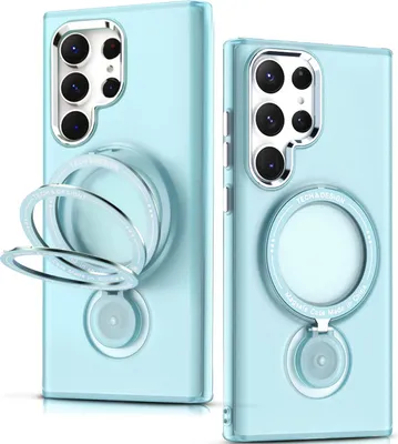 Produktbild von Für Samsung Galaxy S23+ Hülle, Kompatibel mit Magsafe, Magnetisch mit Ständer, Matte Harte Rückseite Schutzhülle Blau