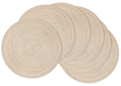 Platzsets rund, 6er-Set, 38 cm, Baumwolle/Polypropylen, beige