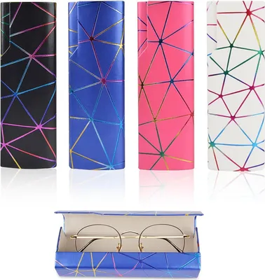Produktbild von 4 Stücke Brillenetui Hardcase, Tragbares Hartschalen-Brillenetui Damen Kratzfeste Brillenbox, Faltbar Brillenetui Box für Home Office Brillen Sonnenbrille Lesebrillen