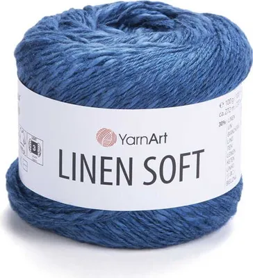 Produktbild von YarnArt Linen Soft Blau 100g Leinen-Viskose-Baumwolle für Sommerprojekte, 272m
