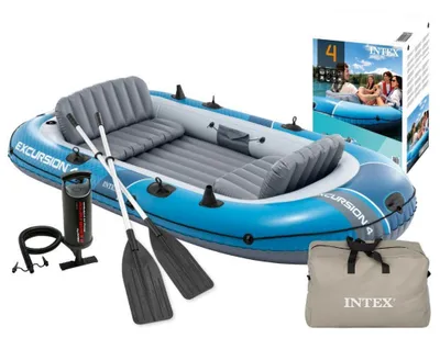 Immagine prodotto di Gommone gonfiabile Excursion 4 per 4 persone, pompa, 2 remi e borsa INTEX 66324