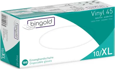 Produktbild von BINGOLD Einweghandschuh Vinyl 45 604653 XL tr 100St