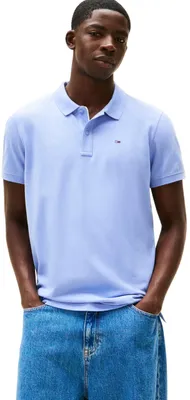 Produktbild von Tommy Jeans Herren Poloshirt Kurzarm Slim Placket Slim Fit, Blau (Nordic Iris),