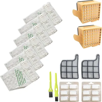 Produktbild von Staubsaugerbeutel-Set für Vorwerk Kobold VK135 VK136 mit Ersatzfilter, Vorwerk Staubsaugerbeutel – 6 Beutel + 2 Motorfilter + 2 HEPA-Filter + 12 Parfüme + 2 Reinigungsbürsten