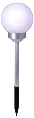 Produktbild von Solar Außen Kugelerdspieß "BALL" H: 70cm, Lampe für den Außenbereich im Modern-Style, aus Kunststoff in weiß, 70 cm hoch, Ø 25 cm, LED Platine – mit Schiebeschalter – Dämmerungssensor