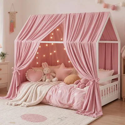 Obrázok produktu pre Nebesá nad posteľ 67 x 270 cm, ružová, 2-dielna súprava, do detskej izby