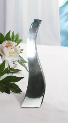 Produktbild von Aluminium Vasen 'Welle' - Eckig, Hoch Gebogen, Dekoration, Blumenvase und Tischvase 50 cm