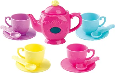 Immagine prodotto di Set da tè giocattolo con musica - Set di stoviglie per bambini da 14 pezzi