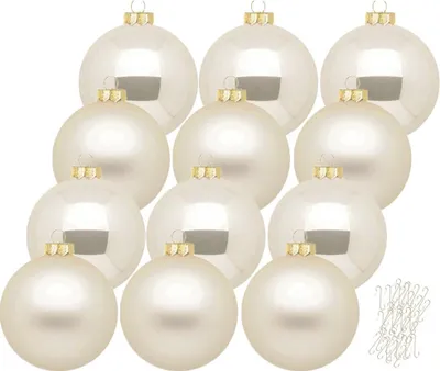 Produktbild von Weihnachtskugeln Champagne 12 Stk 8cm + Haken