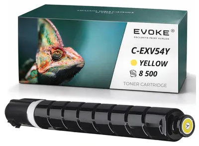 Obrázok produktu pre Evoke tonerová kazeta kompatibilná s tlačiarňou Canon C-EXV54 Y 1397C002 CEXV54, žltá, výtlačnosť 8 500 strán, kompatibilná s modelmi iR C3025i, C3125i a C3226i