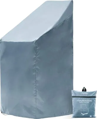 Produktbild von Chefarone Gartenstuhl Abdeckung - Wasserabweisende Schutzhülle für Stapelstühle - 250D Polyester - Winterfest durch Zugkordel - inklusive Aufbewahrungstasche - 67 x 67 x 110 cm