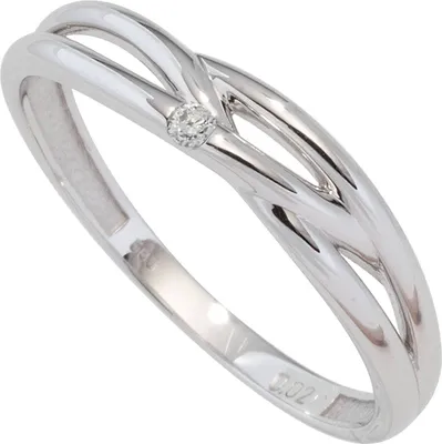 Produktbild von JOBO Damen Ring 585 Gold Weißgold 1 Diamant Brillant 0,02ct. Diamantring Goldring Größe 52