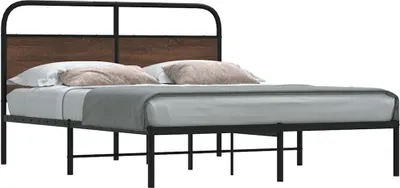 Produktbild von "2026 Promotion" Bettgestell moderne - ohne Matratze - 150x200 cm - Braun Eichen-Optik - Polsterbett CC25165