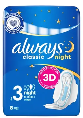 Image de Always maandverband Classic 8st nacht met vleugeltjes maat 3