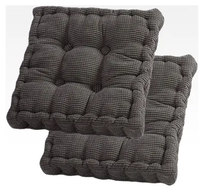 Produktbild von Sitzkissen, 2er Set Bodenkissen, 40 x 40 cm, Baumwollpolsterung, Dicke Bodenkissen, Yogakissen, Haustierbett, Sitzpolster für Innen- und Außenbereich, Dunkelgrau