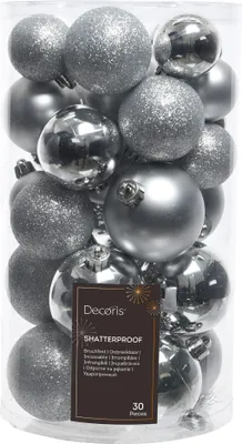Produktbild von Unzerbrechliche silbermatte Christbaumkugeln 30 Stück 6 cm