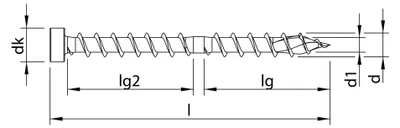 Produktbild von HECO-TOPIX-plus CombiConnect 8,5 x 190, Zylinderkopf, T-Drive, T-40, CC-Gewinde, A3K, 100 Stück