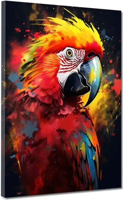 Produktbild von Papagei Pop Art Colour Leinwandbild Wandbild Kunstdruck XL Wanddeko: 120x160x4cm