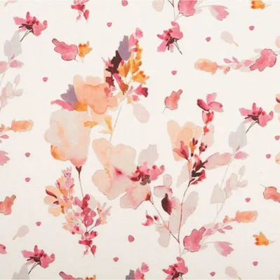 Produktbild von Baumwollstoff Meterware Dekostoff Halbpanama Digitaldruck Aquarell Blumen weiß mauve 140cm
