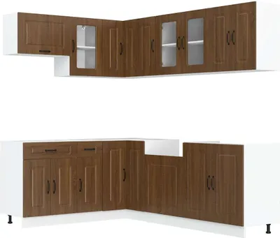 Produktbild von 11-tlg. Küchenschrank-Set Kalmar Braun Eichen-Optik Holzwerkstoff