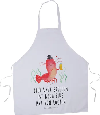 Produktbild von Mr. & Mrs. Panda Kochschürze Hummer Weizen - Weiß - Geschenk, Grillschürze, Garnelen, Wirtschaft, Schürze, Bier, Kochen, Küchenzubehör, Küchenschürze, Kochkleidung, Meer