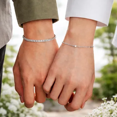 Produktbild von Partnerarmband Set silberfarben – verstellbarer Modeschmuck für Paare, J0733