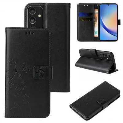 Produktbild von Kunstleder Flip-Hülle Floral für Smartphones - Farbe: Schwarz - Modellkompatibilität: Für Samsung Galaxy A34 5G