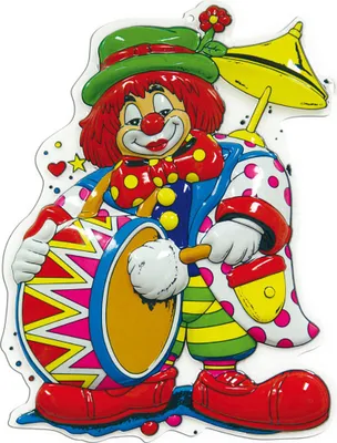 Produktbild von Wand Deko Bild Clown mit Trommel 60 cm Höhe Karneval Party Fasching Cosplay