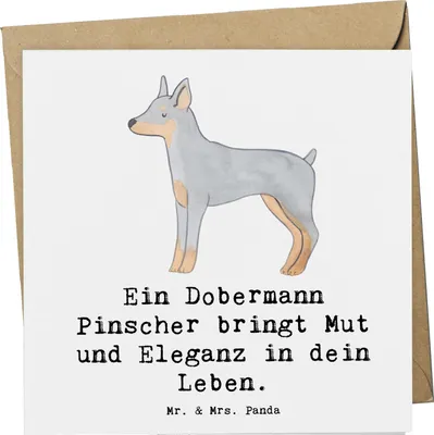 Produktbild von Mr. & Mrs. Panda Grußkarte Dobermann Pinscher - Weiß - Geschenk, treue Begleiter, Hunderassen Beschreibung, Hundetraining, Glückwunschkarte, faltkarte, doppelkarte