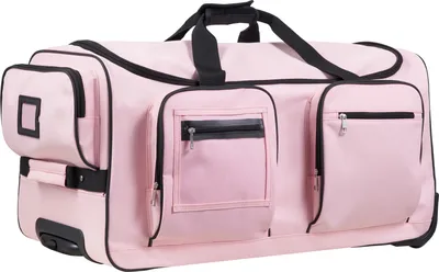 Image de Sac de danse SucceBuy avec penderie, 736,6 mm, valise à roulettes, port USB, tringle à vêtements réglable en hauteur et rideau d'intimité, idéal pour les voyages et les compétitions, rose