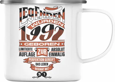 Produktbild von TRENDATION 30. Geburtstag Emaille Tasse Frau Mann Geschenk 30er Geschenkidee 30 Mutter Vater (Silber)