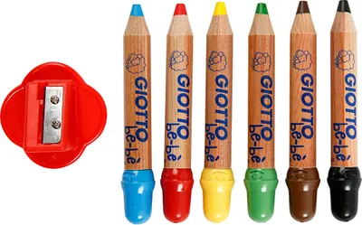Produktbild von Giotto be-bè Buntstifte, Mine: 6 mm, D: 13 mm, Sortierte Farben, 6Stck., L 10,5 cm
