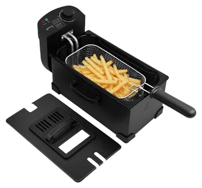 Produktbild von Goliving Fritteuse 3 l – Glasfenster – bis 190 °C – 2000 W – Edelstahl – schwarz