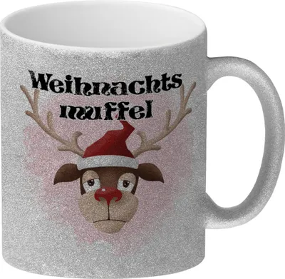 Produktbild von Weihnachtsmuffel witzige Kaffeetasse mit lustlosem Rentier Motiv