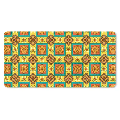 Produktbild von MuchoWow® Schreibtischunterlage Patchwork - Retro - Blumen - Design 80x40 cm - XXL Mauspad - Gaming Mauspad