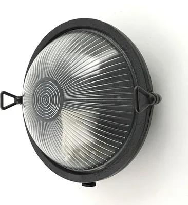 Produktbild von Außenleuchte Wand Messing massiv Glas E27 IP64 Ø 17,5 cm Schwarz antik rund Maritim Kellerlampe