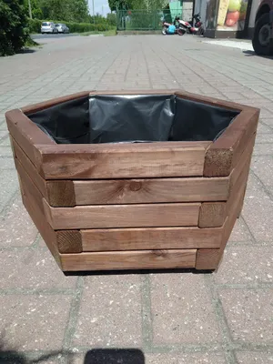 Produktbild von FKL DESIGN Pflanzkübel D26 Nuss Holz, 51x44x23 cm, kesseldruckimprägniert, vormontiert, inkl. Folie & Ablauflöcher