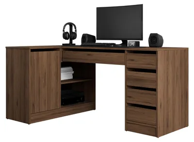 Produktbild von MIRJAN24 Eckschreibtisch / Schminktisch Ada, Elegante Kosmetiktisch, Frisiertisch, Modern Schlafzimmer (Nuss Okapi)
