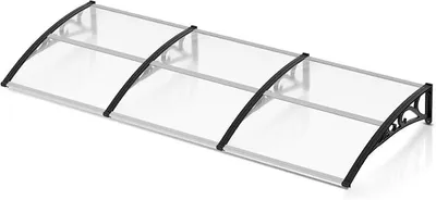 Zdjęcie produktu dla Daszek nad drzwi wejściowe 100x300 cm – Daszek jednospadowy wykonany z przezroczystego poliwęglanu o grubości 5,2 mm i aluminium, odporny na warunki atmosferyczne, chroniący przed słońcem, deszczem i śniegiem