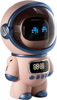 Obrázok produktu pre Astronautský reproduktor AI Inteligentný hlasový reproduktor Bluetooth Hodiny Malé nočné svetlo Narodeninový darček Ružová