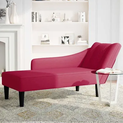 Image de vidaXL Chaise longue avec accoudoir à droite vin rouge velours