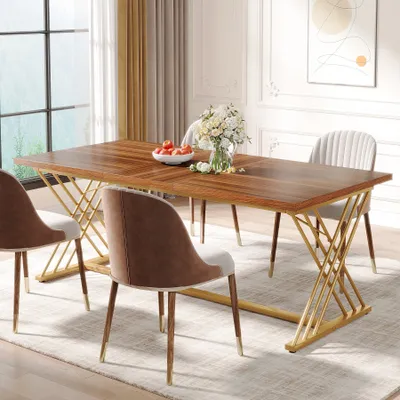 Obrázok produktu pre Tribesigns 160 cm jedálenský stôl pre 4-6 osôb, industriálny 160x80x75 cm jedálenský stôl kuchynský stôl do jedálne, kuchyne, obývačky, hnedý