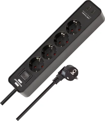 Produktbild von Brennenstuhl Ecolor Steckdosenleiste 4-fach mit USB, 1,5m Kabel, schwarz