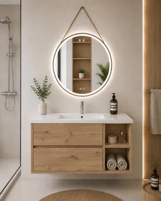 ORIGEN BATH ZEUS Badmöbel mit Waschbecken 80x45 cm, rechts, Estepa