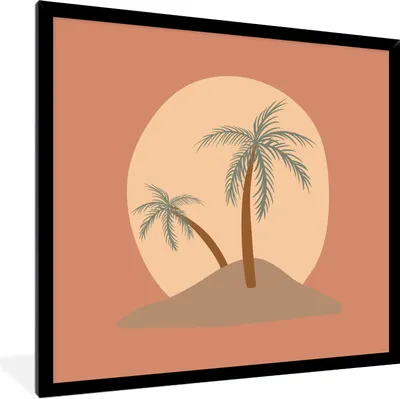 Produktbild von MuchoWow® Gerahmtes Poster Palme - Sonne - Pastell - Sommer 40x40 cm - Poster mit Schwarzem Bilderrahmen Wandposter Rahmen Foto Bilder - Mit Rahmen - Wanddekoration Schlafzimmer