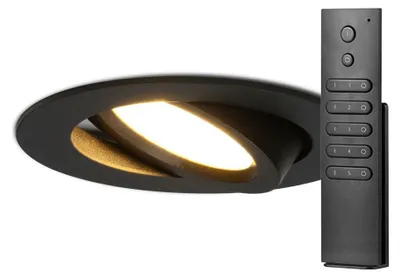 Image de HOFTRONIC - Spot LED encastrable Rome 6W 500lm 2700K Noir IP44 Dimmable