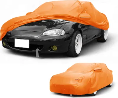 Produktbild von Autoabdeckung Wasserdicht Alle Wetter Automobil Au?en Anti-UV Sonne Regen Schutz Vollst?ndige Au?enabdeckung fš¹r Mazda MX-5 Miata 210D-PU Orange mit Reflektierenden Streifen