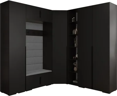 Produktbild von MEBLE KRYSPOL Inova 1 Möbelset Garderobe, 236,7x371,7x47cm - Schwarz, Manila 16, Schwarz