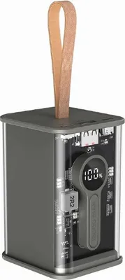 Immagine prodotto di Gembird PB18-TQC3-01 Banca di alimentazione trasparente con ricarica rapida QC3.0, 18000 mAh, nero
